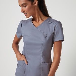 Jaanuu Grey Mock Neck Wrap Top